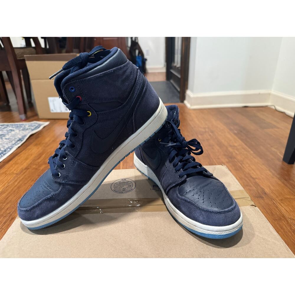 Nike Air Jordan 1 High – Navy Canvas Retro Family Forever Used (No Box) Men 11